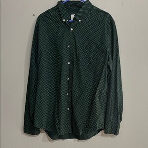 American Eagle Outfitters Dark Green Polka Dot Shirt